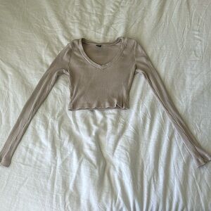 Cropped Tan Long Sleeve Shirt